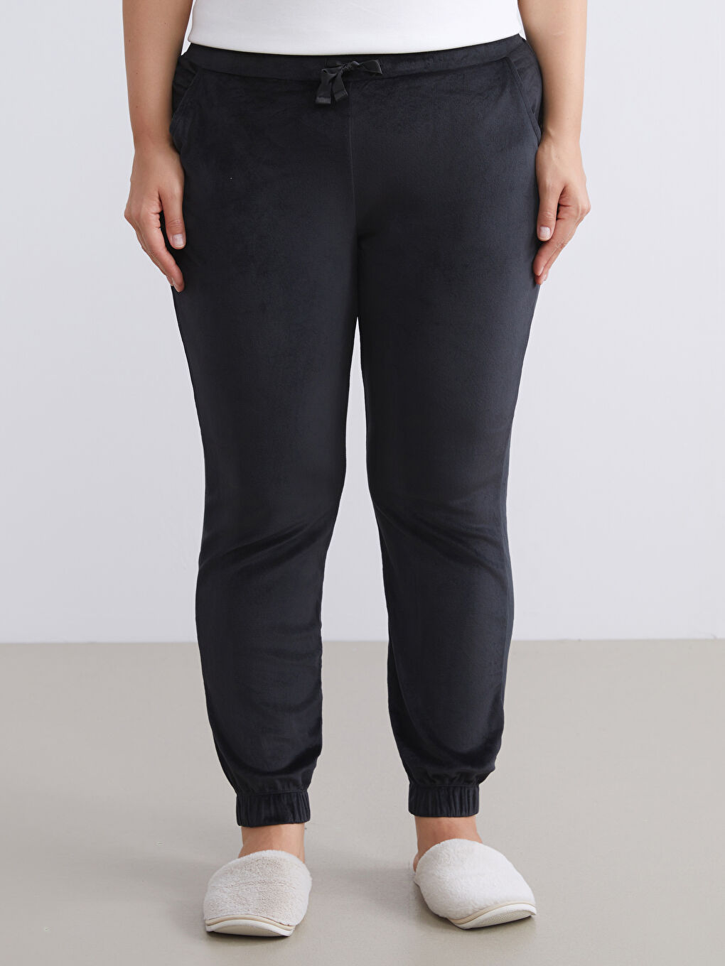 Elasticated Waist Velvet Women's Jogger Pyjama Bottoms-1