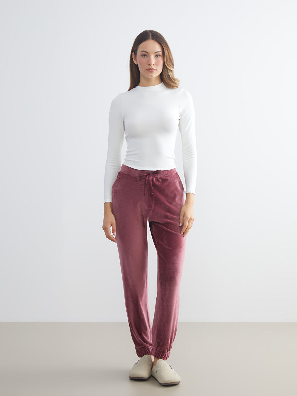 Elasticated Waist Velvet Women's Jogger Pyjama Bottoms
