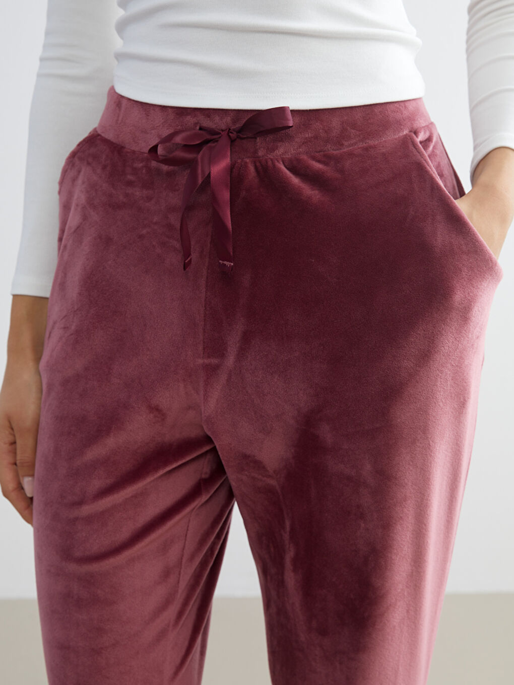 Elasticated Waist Velvet Women's Jogger Pyjama Bottoms-2