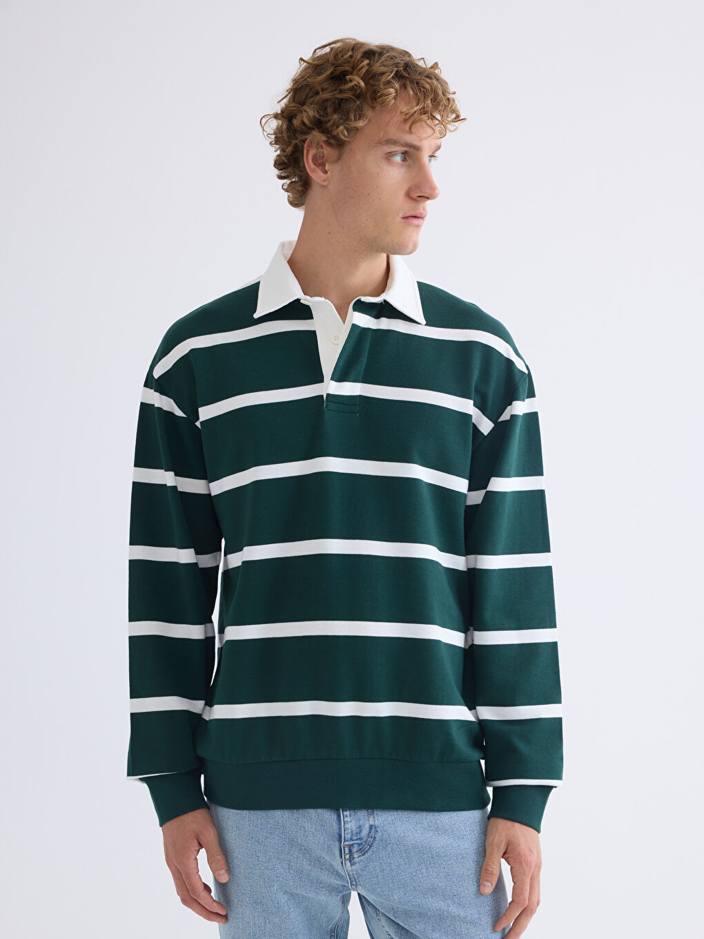 Polo Neck Long Sleeve Men's Sweatshirt