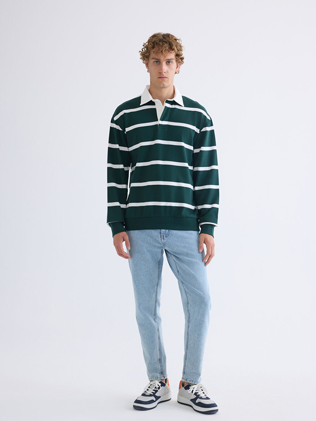 Polo Neck Long Sleeve Men's Sweatshirt-1