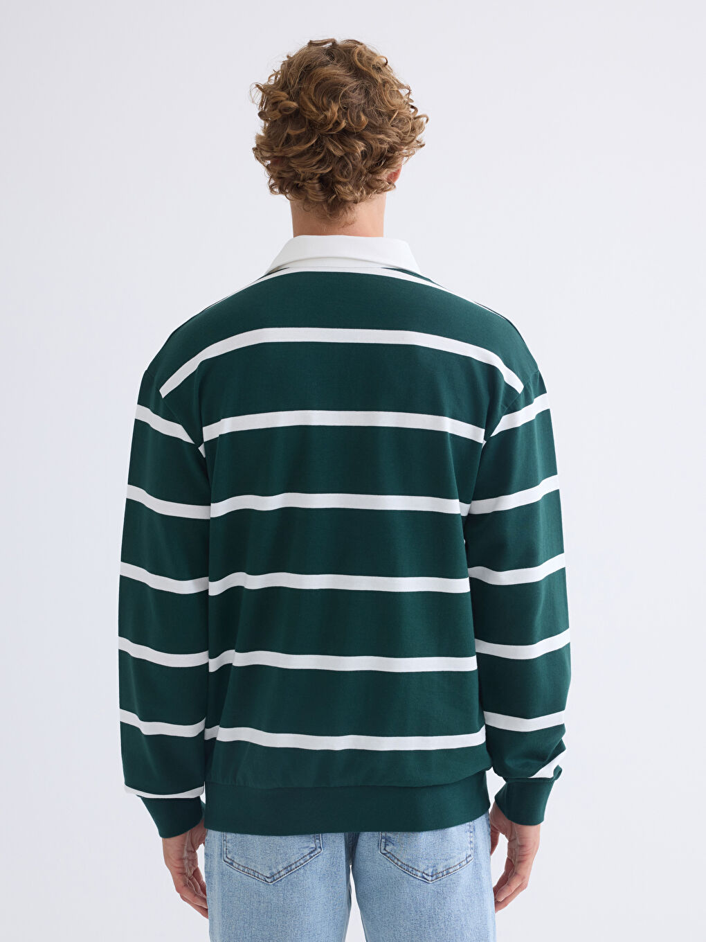 Polo Neck Long Sleeve Men's Sweatshirt-3