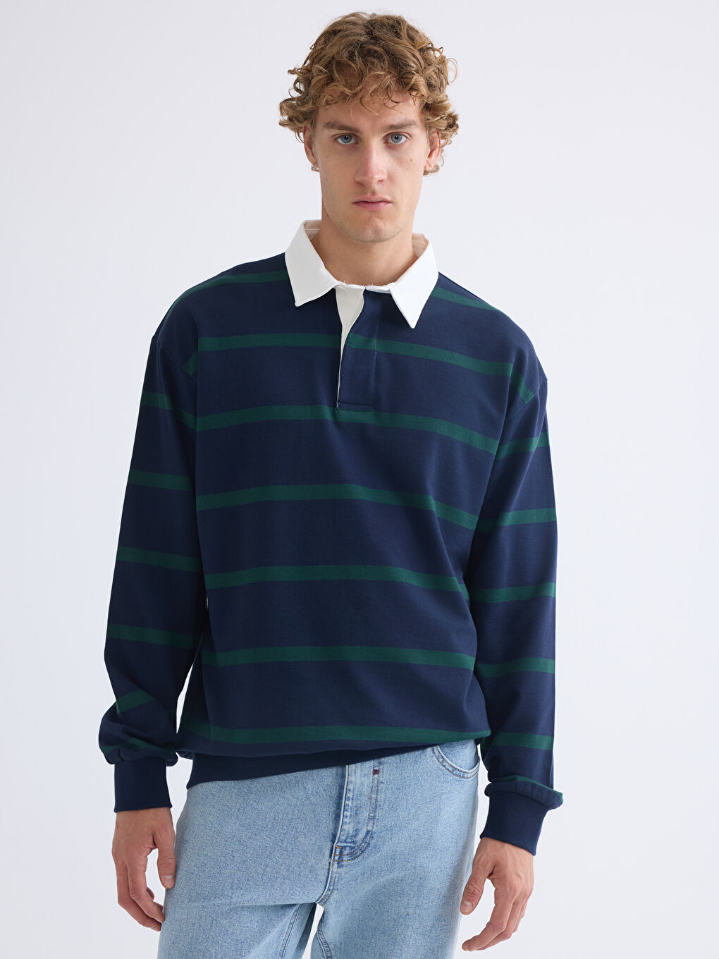 Polo Neck Long Sleeve Men's Sweatshirt