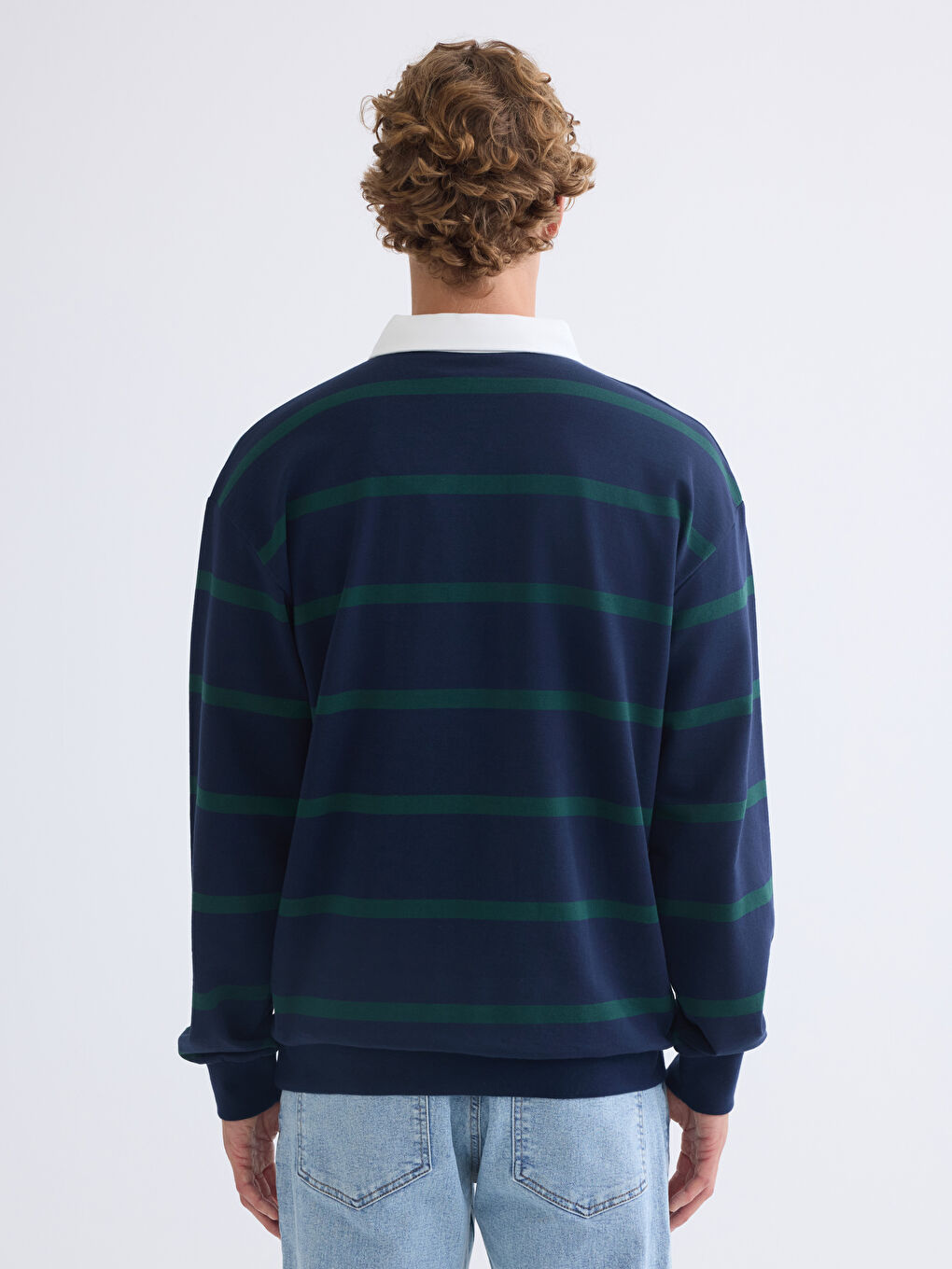 Polo Neck Long Sleeve Men's Sweatshirt-3