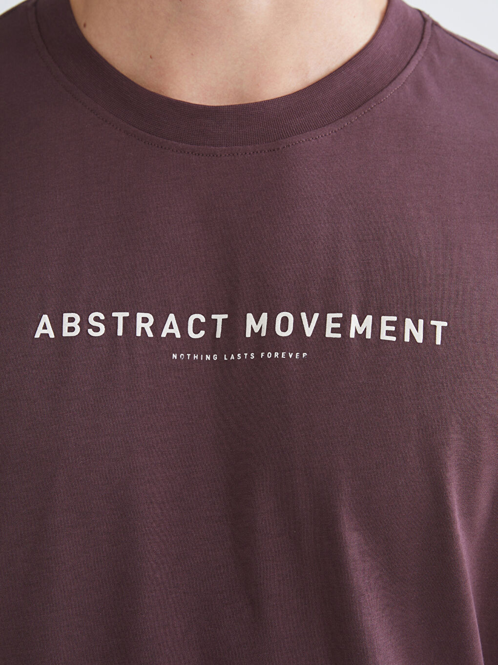 Mürdüm Bisiklet Yaka Baskılı Penye Erkek Tişört-2