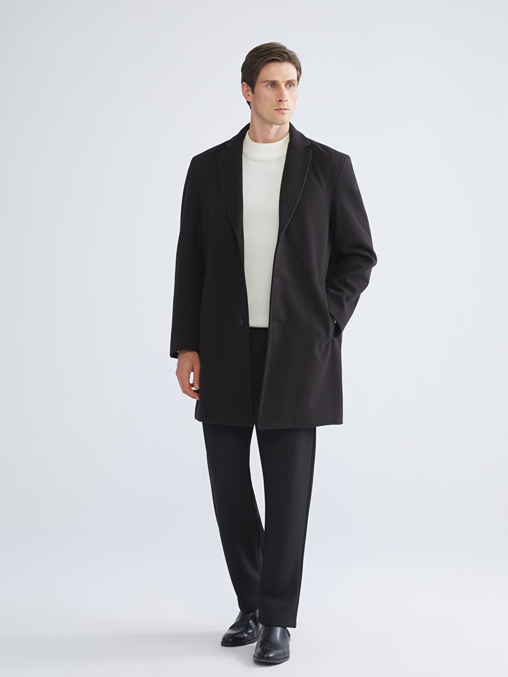 სტანდარტული მორგების ჟაკეტის საყელო მამაკაცის შარმის ქურთუკი-1