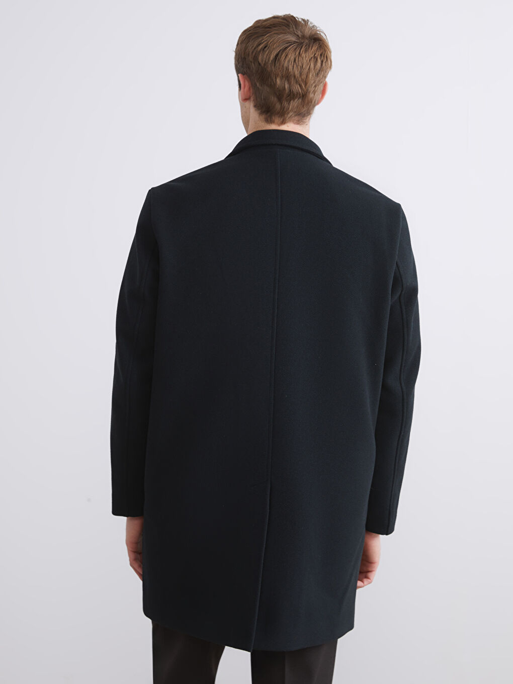 Yeşil Standart Kalıp Ceket Yaka Erkek Kaşe Kaban-4