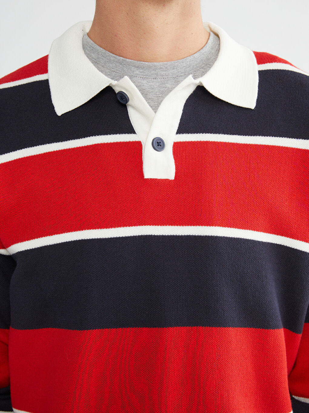 Polo Neck Striped Men's Knitwear Sweater-2