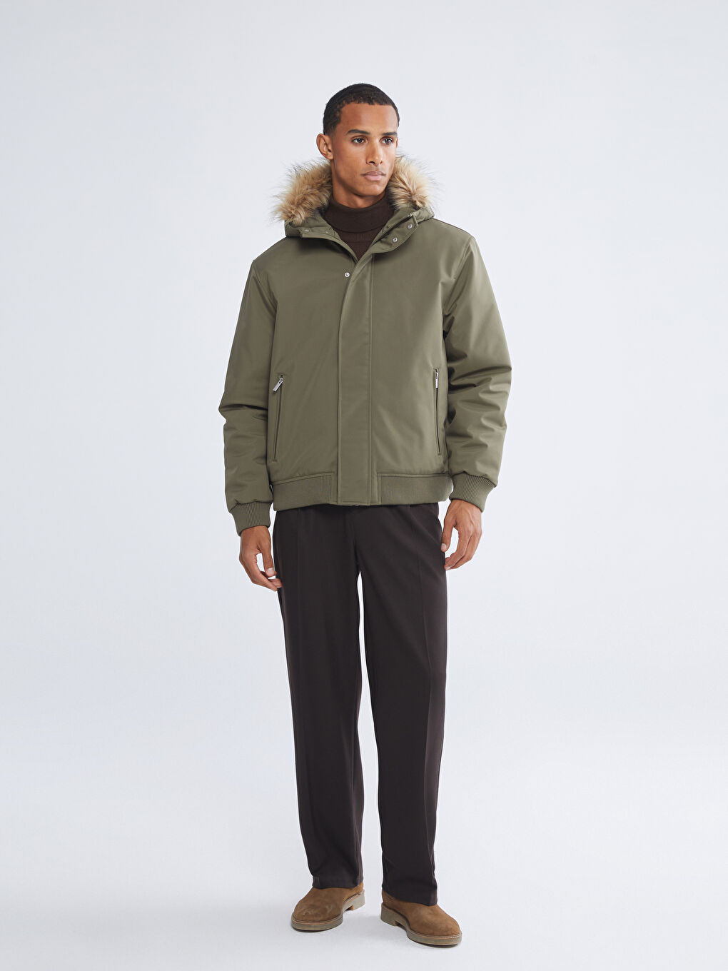 თავისუფალი ჭრის კაპიუშონიანი მამაკაცის ქურთუკი-1