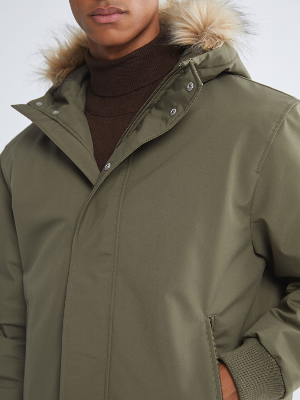 თავისუფალი ჭრის კაპიუშონიანი მამაკაცის ქურთუკი-2