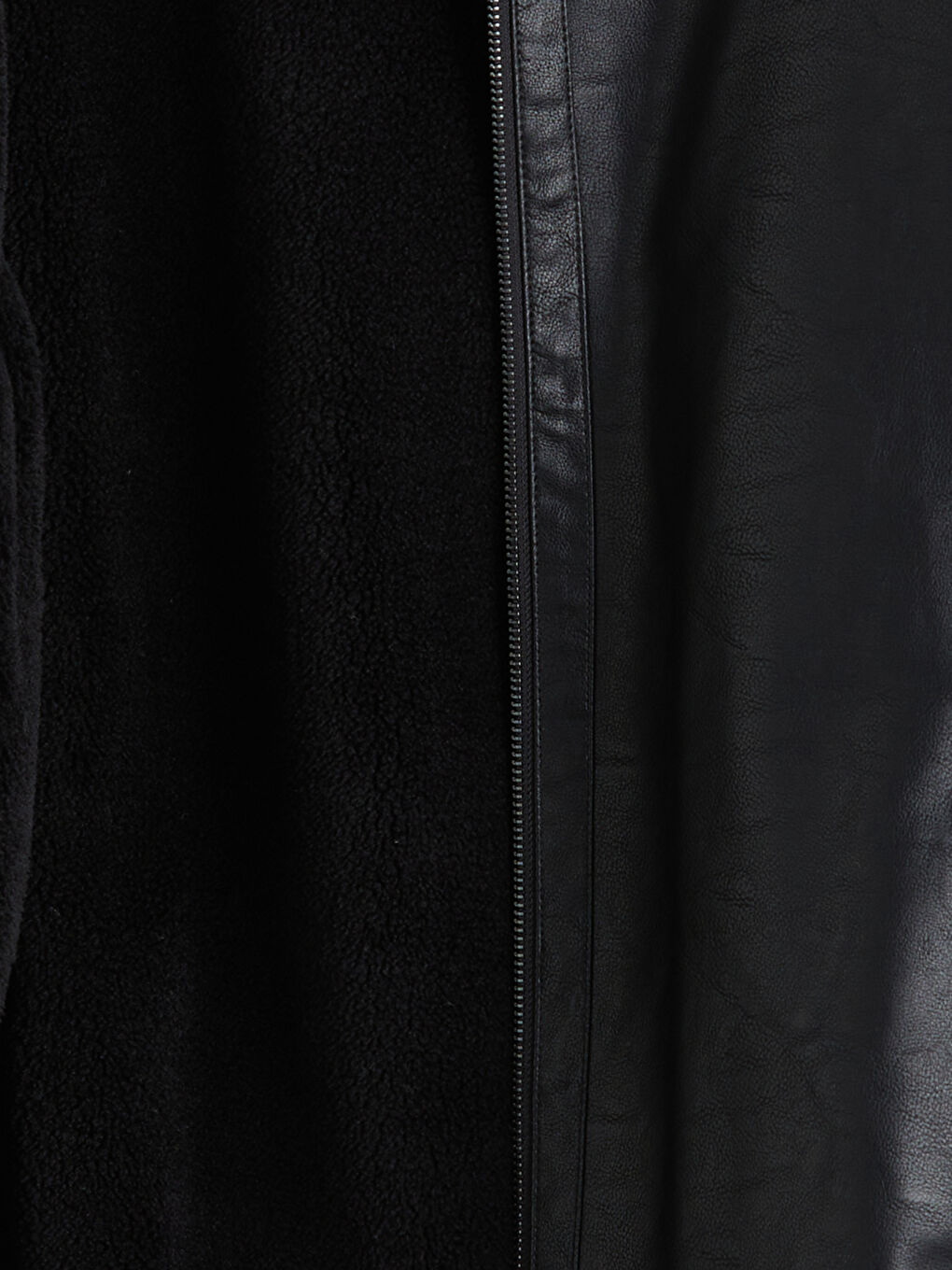 معطف جلدي صناعي أسود رجل-6