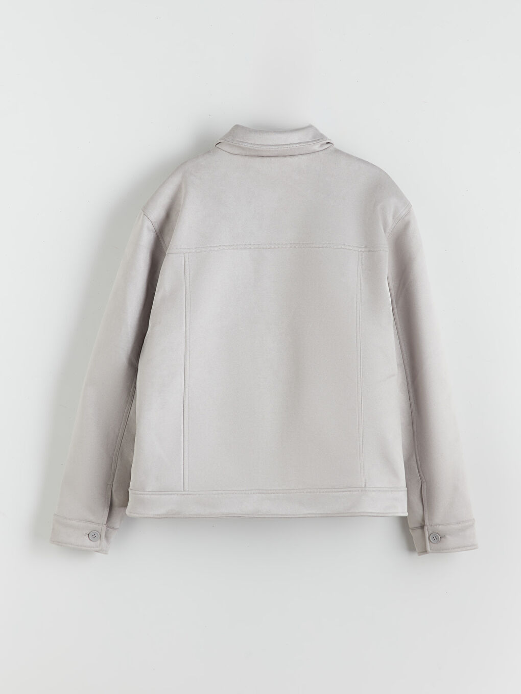 Bej Rahat Kalıp Gömlek Yaka Süet Erkek Mont-6