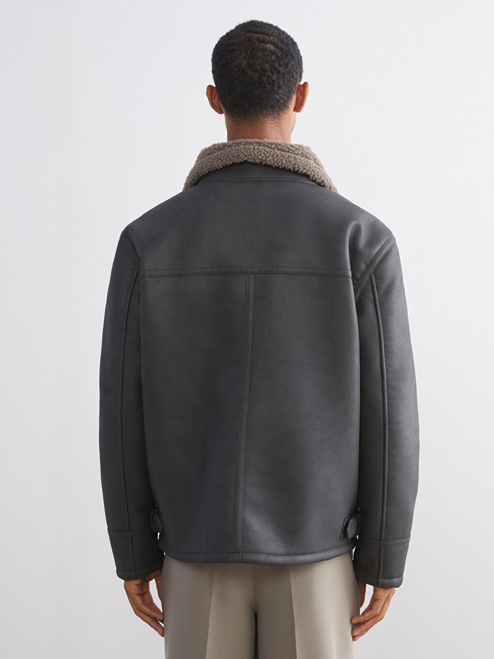 Man BROWN Faux Leather Coat-4