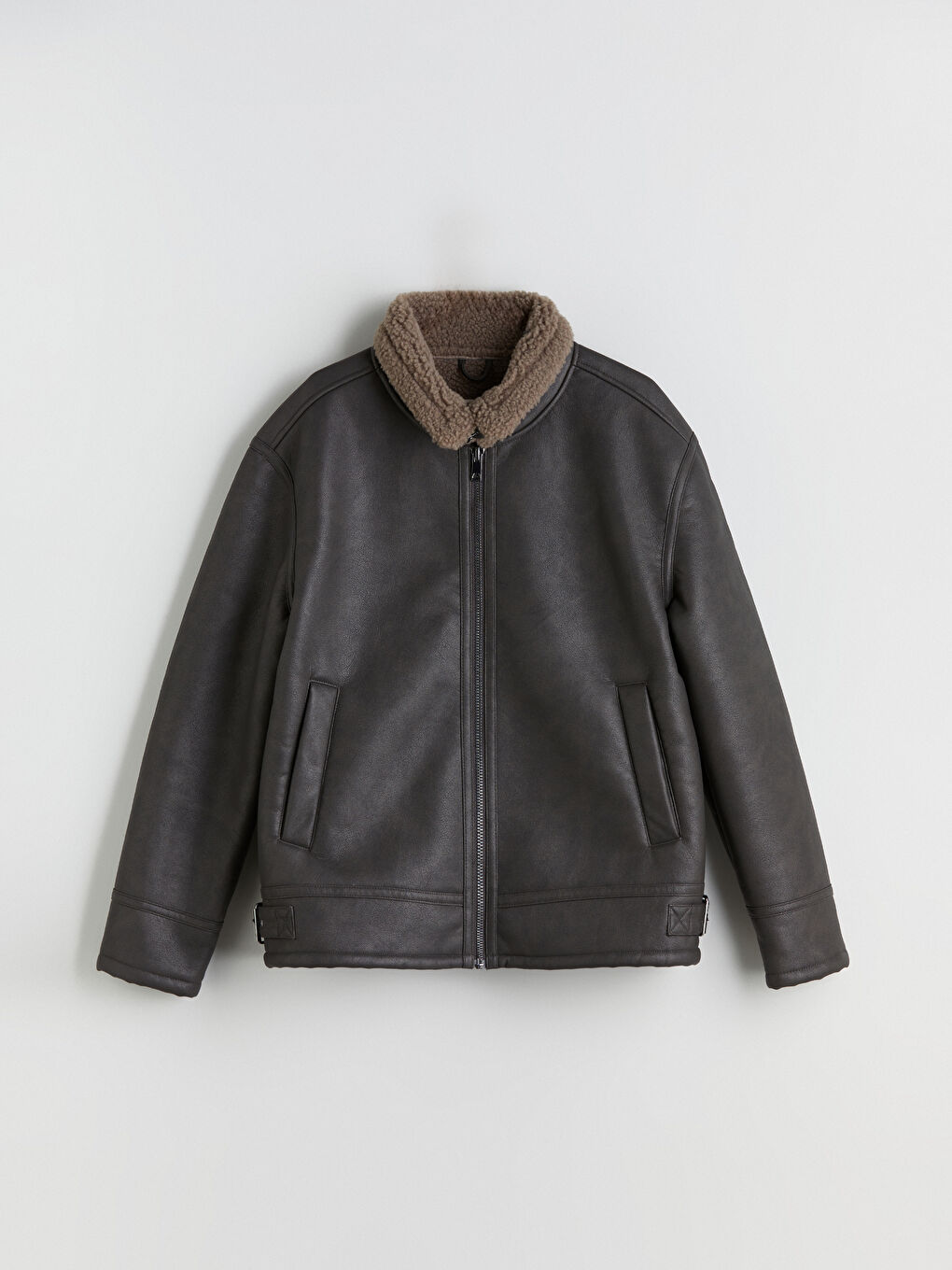 Man BROWN Faux Leather Coat-5