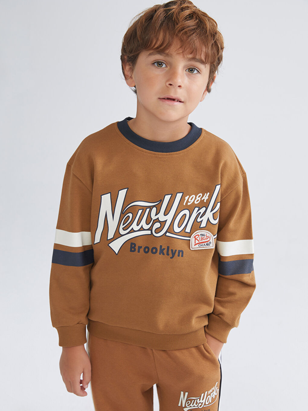 LCW Kids Crew Neck Printed Long Sleeve Baby Boys' Sweatshirt -W5HU28Z1-R1N