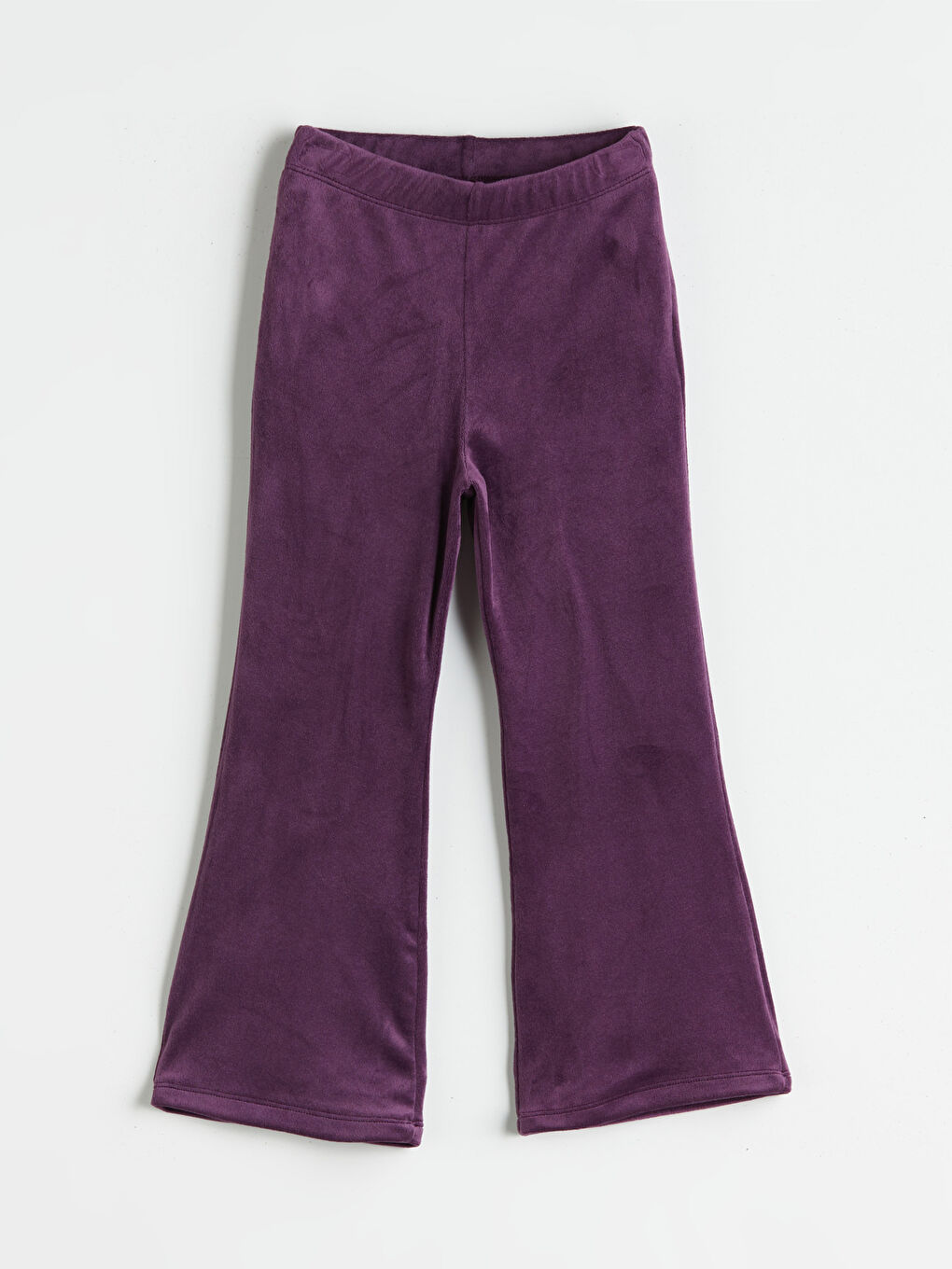 Mor Beli Lastikli İspanyol Paça Kadife Kız Çocuk Tayt