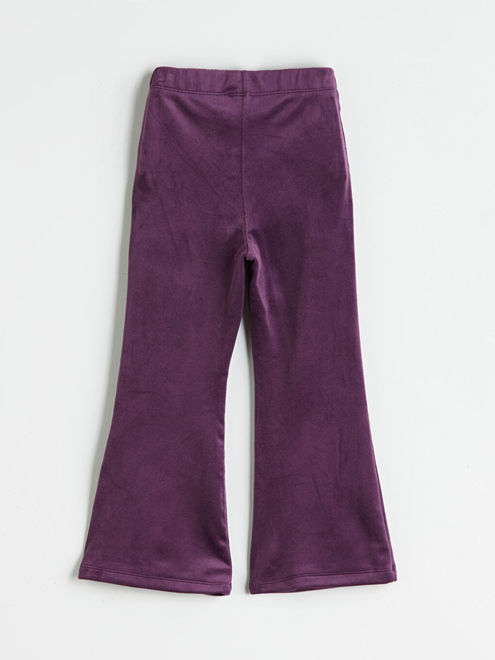 Mor Beli Lastikli İspanyol Paça Kadife Kız Çocuk Tayt-1