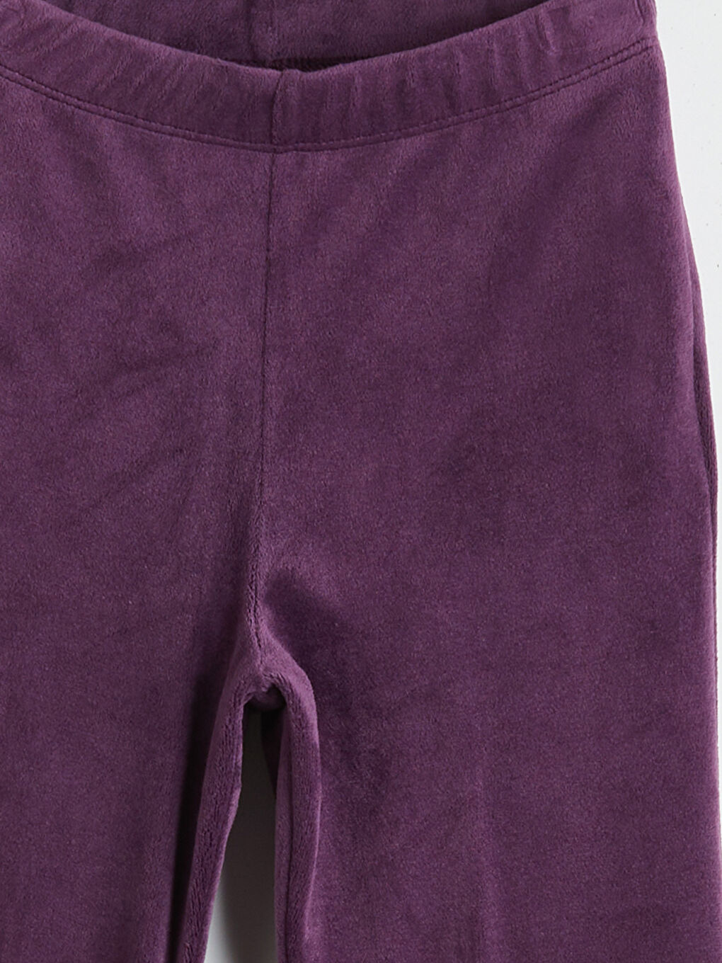 Mor Beli Lastikli İspanyol Paça Kadife Kız Çocuk Tayt-2