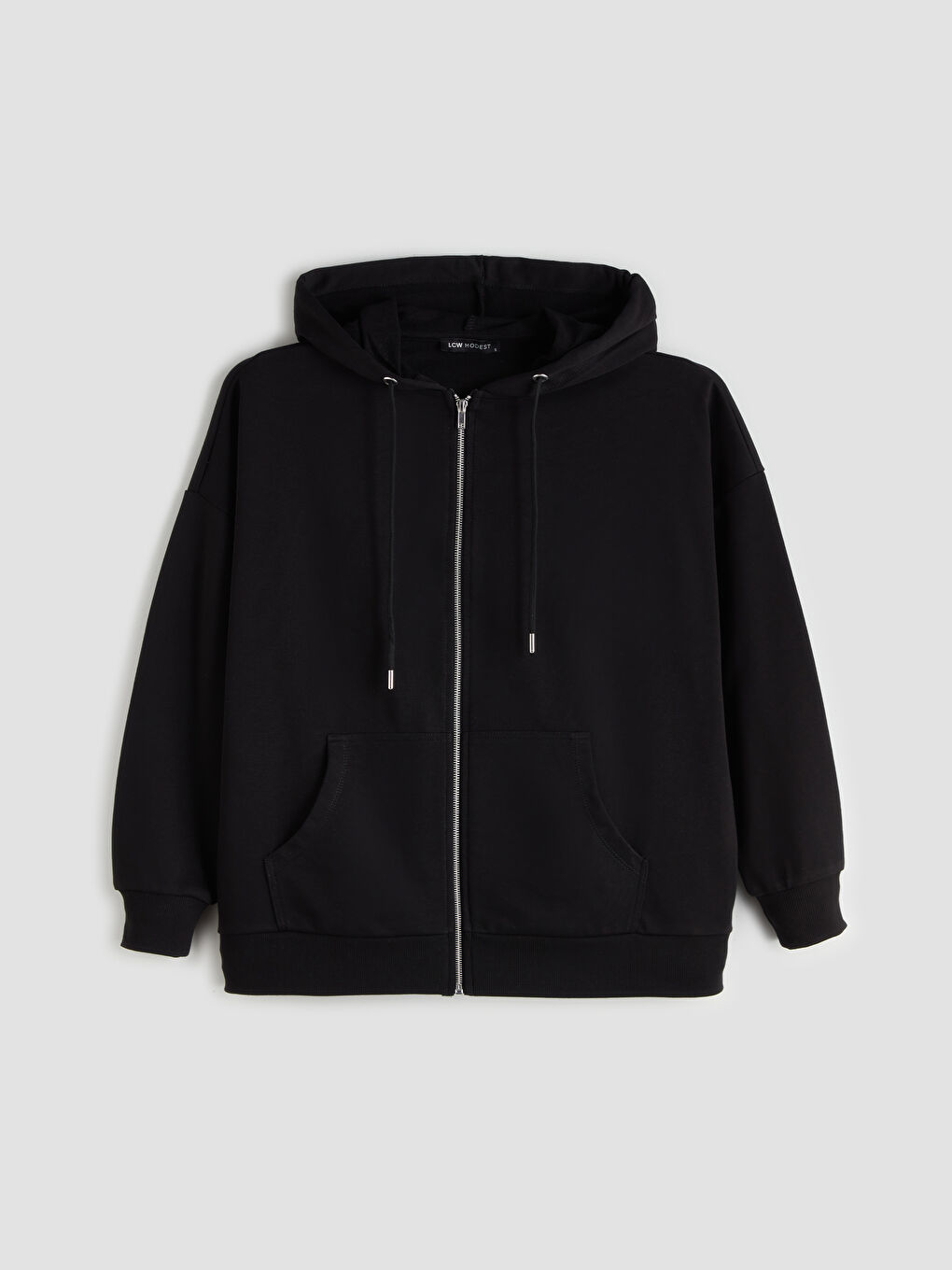Siyah Kapüşonlu Oversize Kadın Fermuarlı Sweatshirt-4