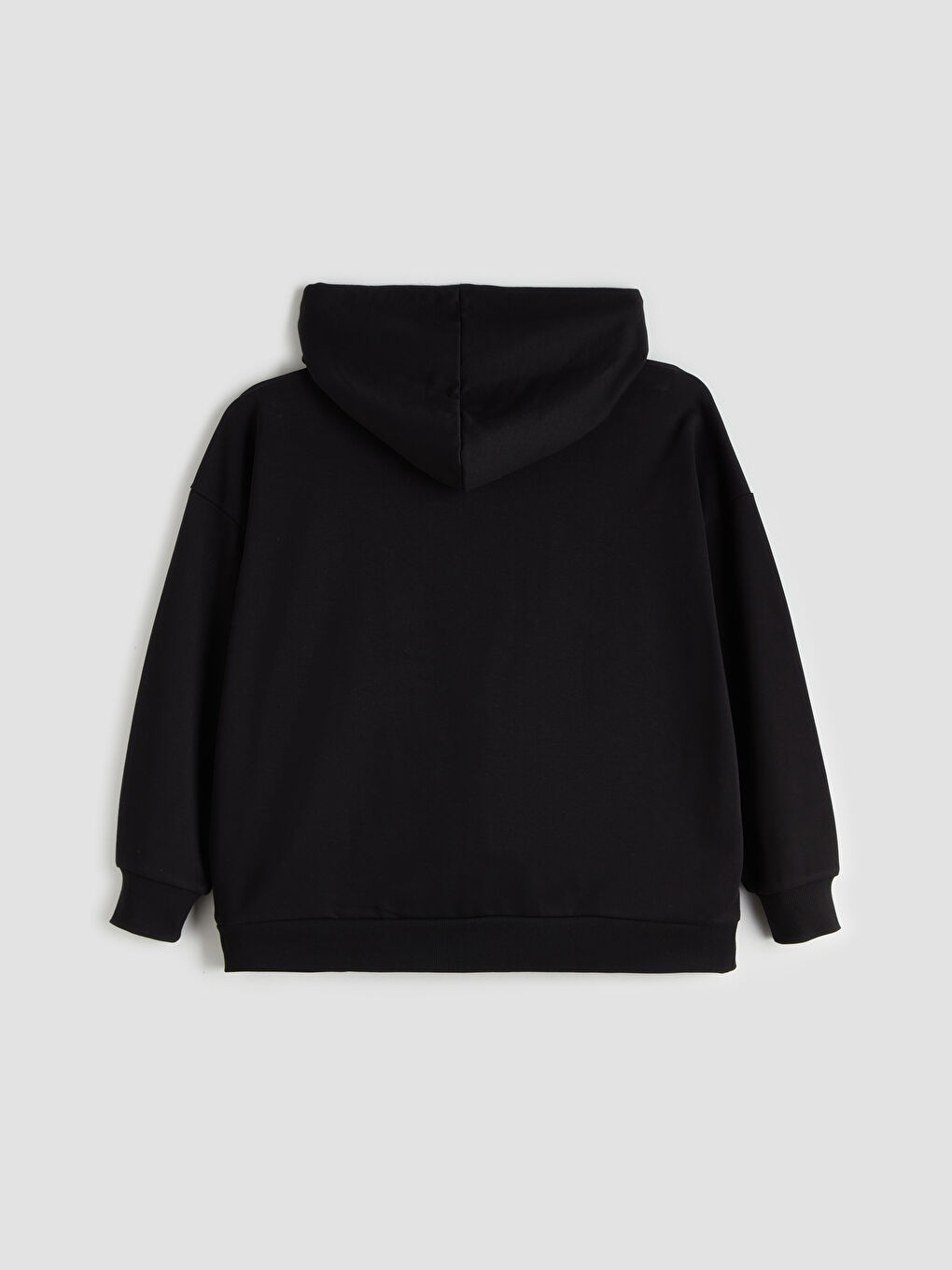 Siyah Kapüşonlu Oversize Kadın Fermuarlı Sweatshirt-5