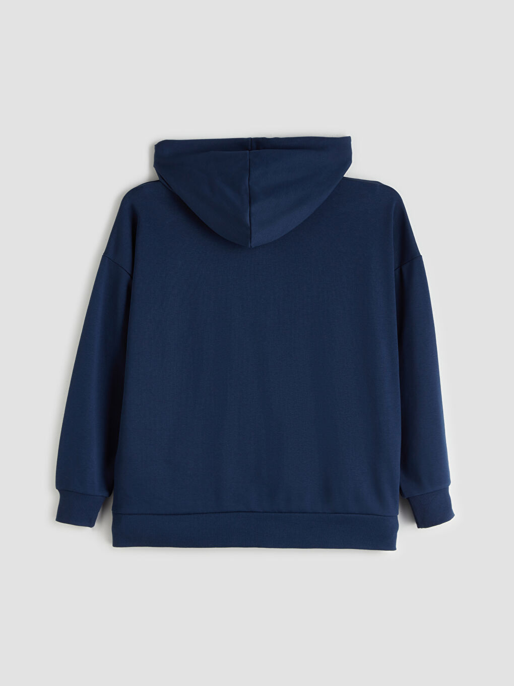 Lacivert Kapüşonlu Oversize Kadın Fermuarlı Sweatshirt-7