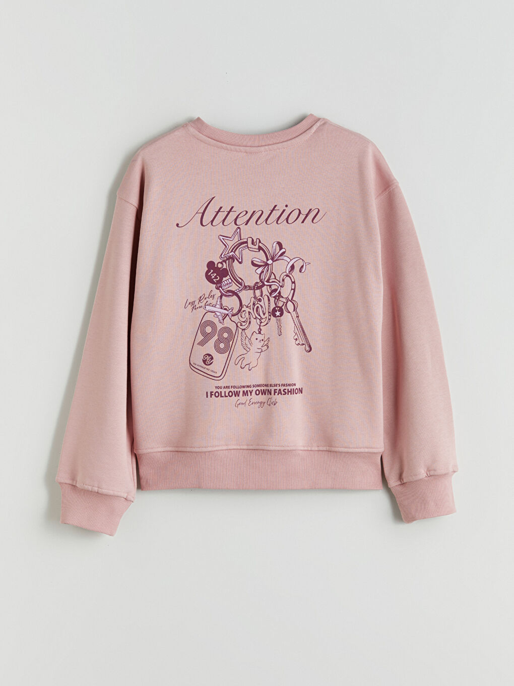 Crew Neck Printed Girls' Sweatshirt-3