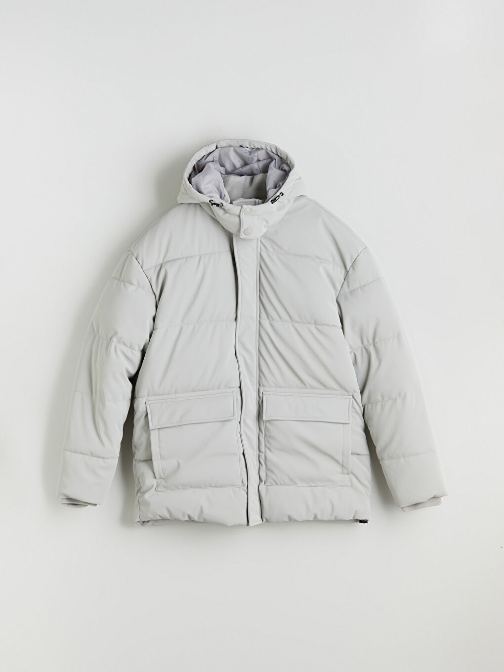 ерлерге арналған стандартты пішім капюшонды пальто-5