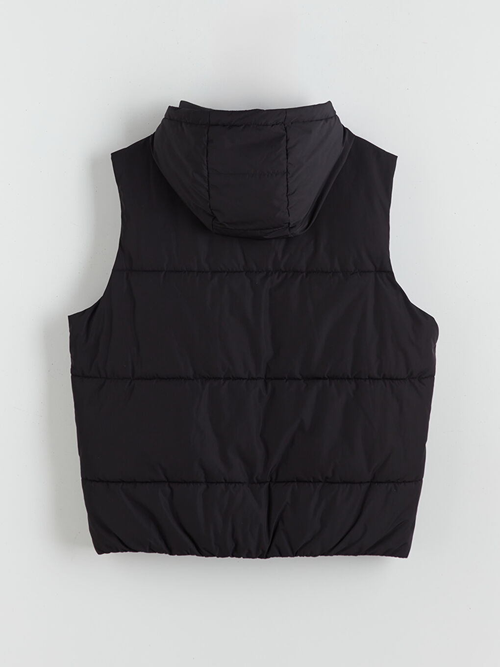 Siyah Standart Kalıp Kapüşonlu Erkek Şişme Yelek-6