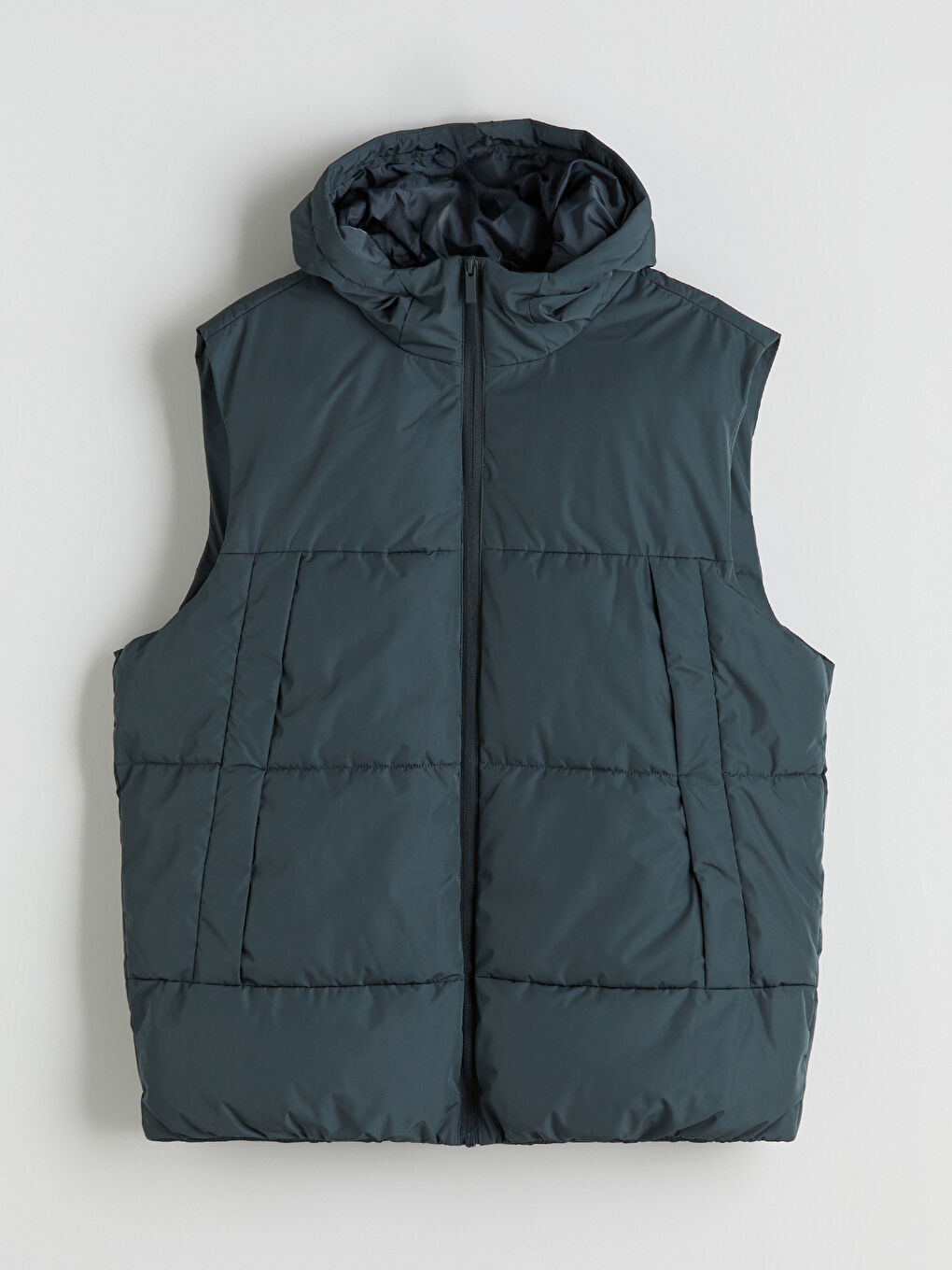 Yeşil Standart Kalıp Kapüşonlu Erkek Şişme Yelek-5