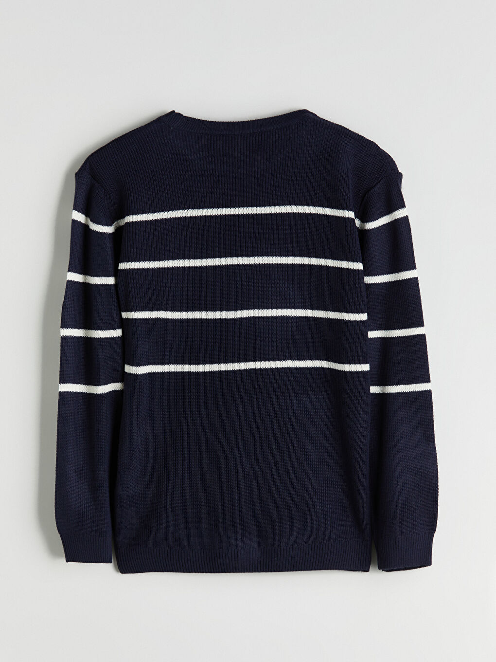 Lacivert Bisiklet Yaka Çizgili Erkek Çocuk Triko Kazak-3