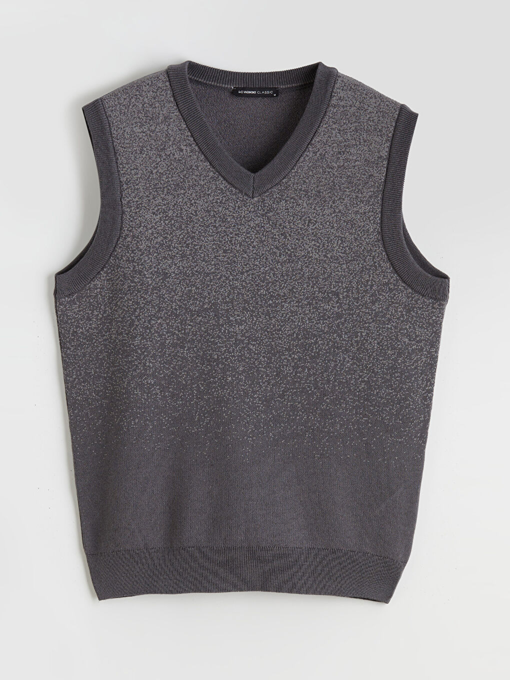 Gri Standart Kalıp V Yaka Erkek Triko Süveter-4