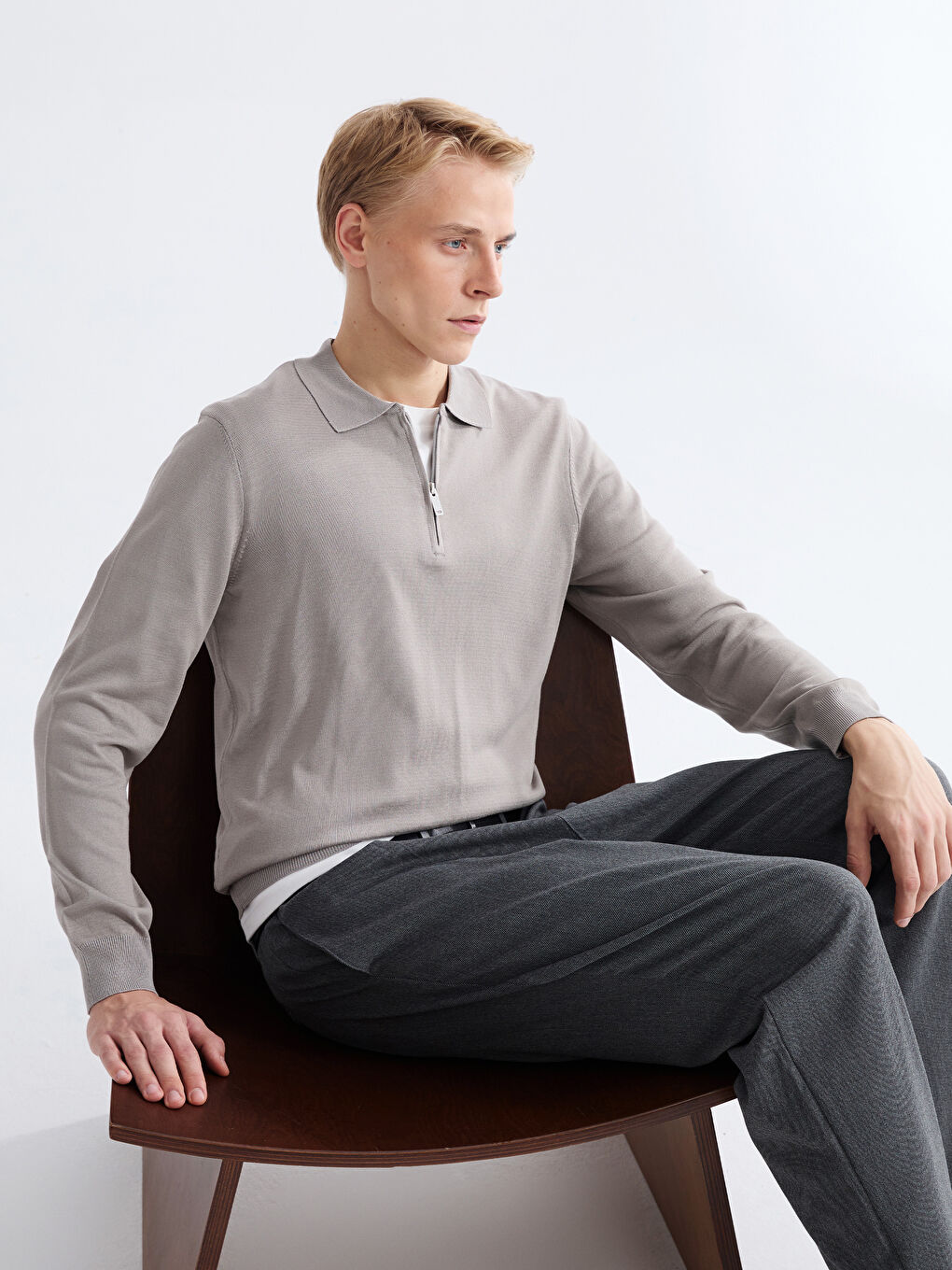 Polo Neck Men's Knitwear Sweater