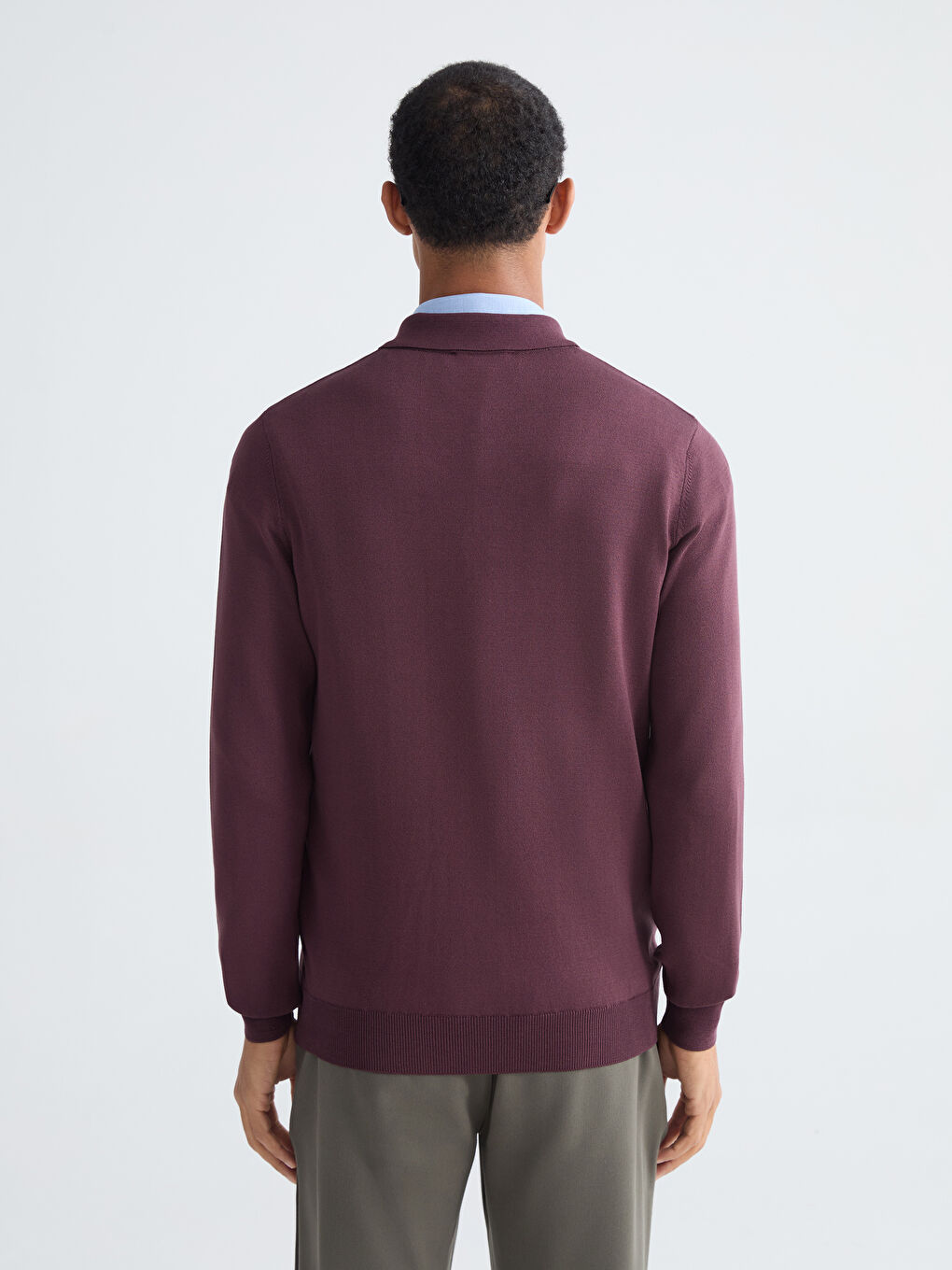 Mürdüm Polo Yaka Erkek Triko Kazak-3