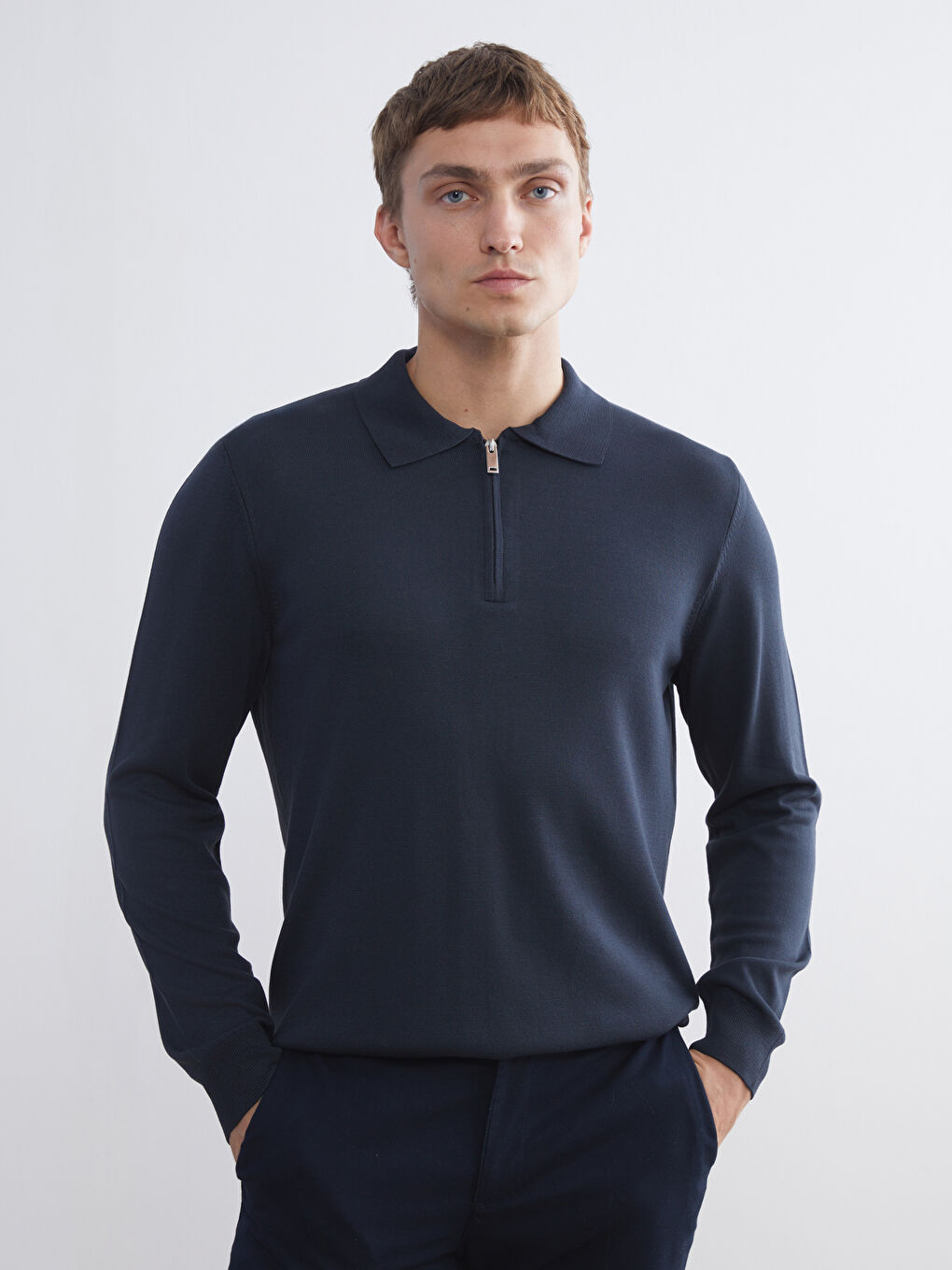 Polo Neck Men's Knitwear Sweater