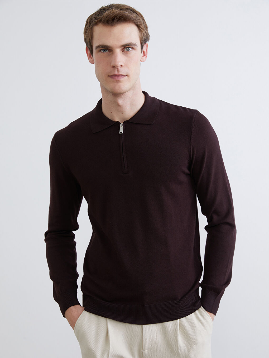 Polo Neck Men's Knitwear Sweater