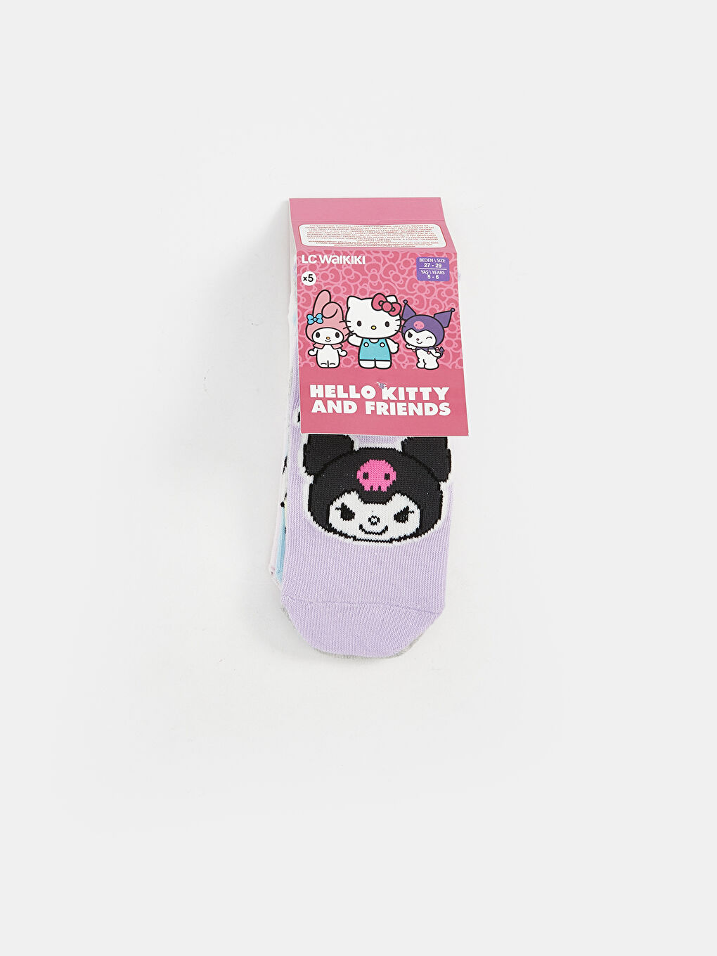 LCW DREAM Hello Kitty Patterned Girls' Trainer Socks 5 Pack -W5HU97Z4-G7S