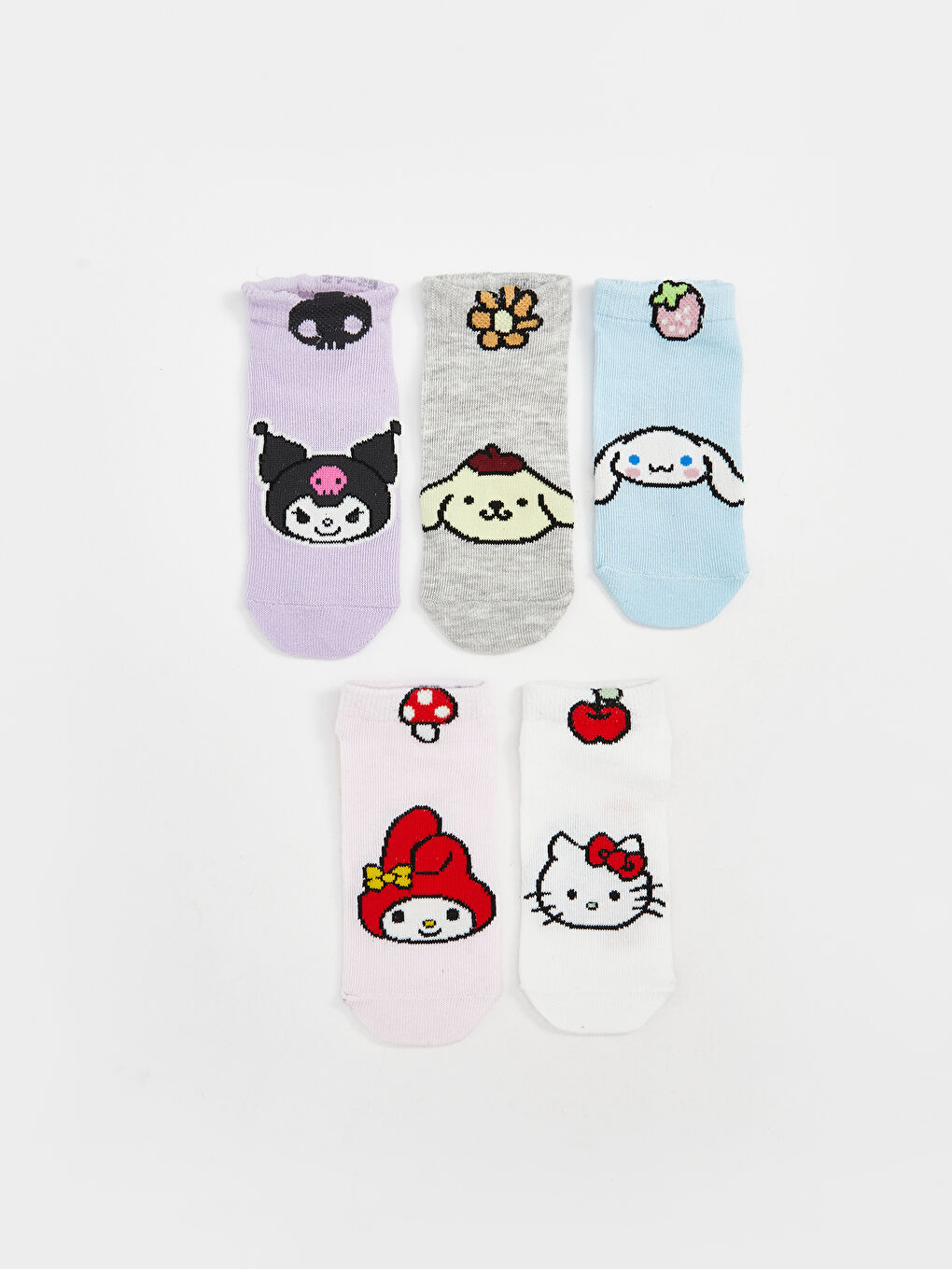 LCW DREAM Hello Kitty Patterned Girls' Trainer Socks 5 Pack -W5HU97Z4-G7S