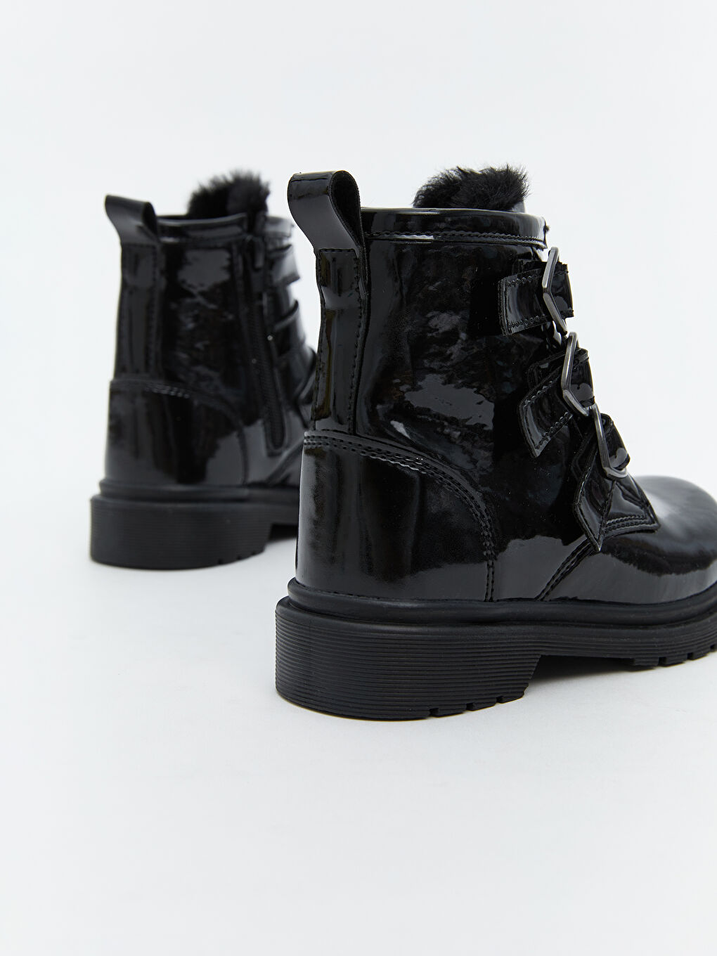 Siyah Fermuarlı Rugan Kız Çocuk Bot-4