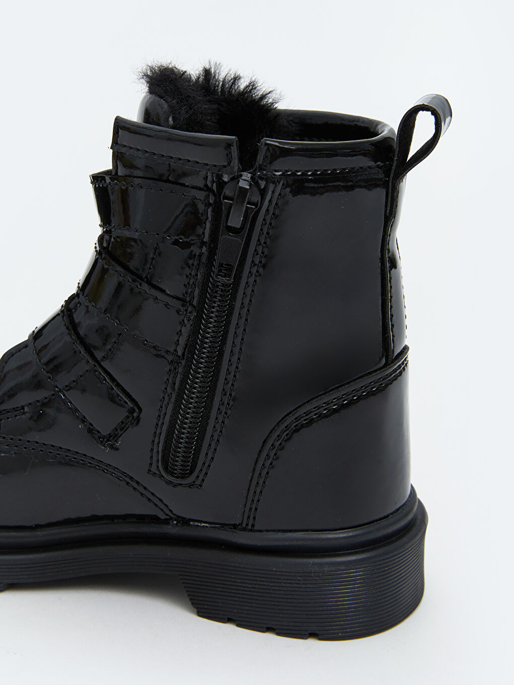 Siyah Fermuarlı Rugan Kız Çocuk Bot-5