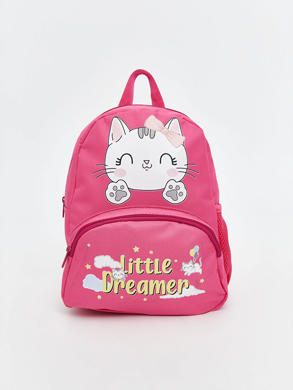 Pembe Kedi Baskılı Kız Çocuk Okul Çantası