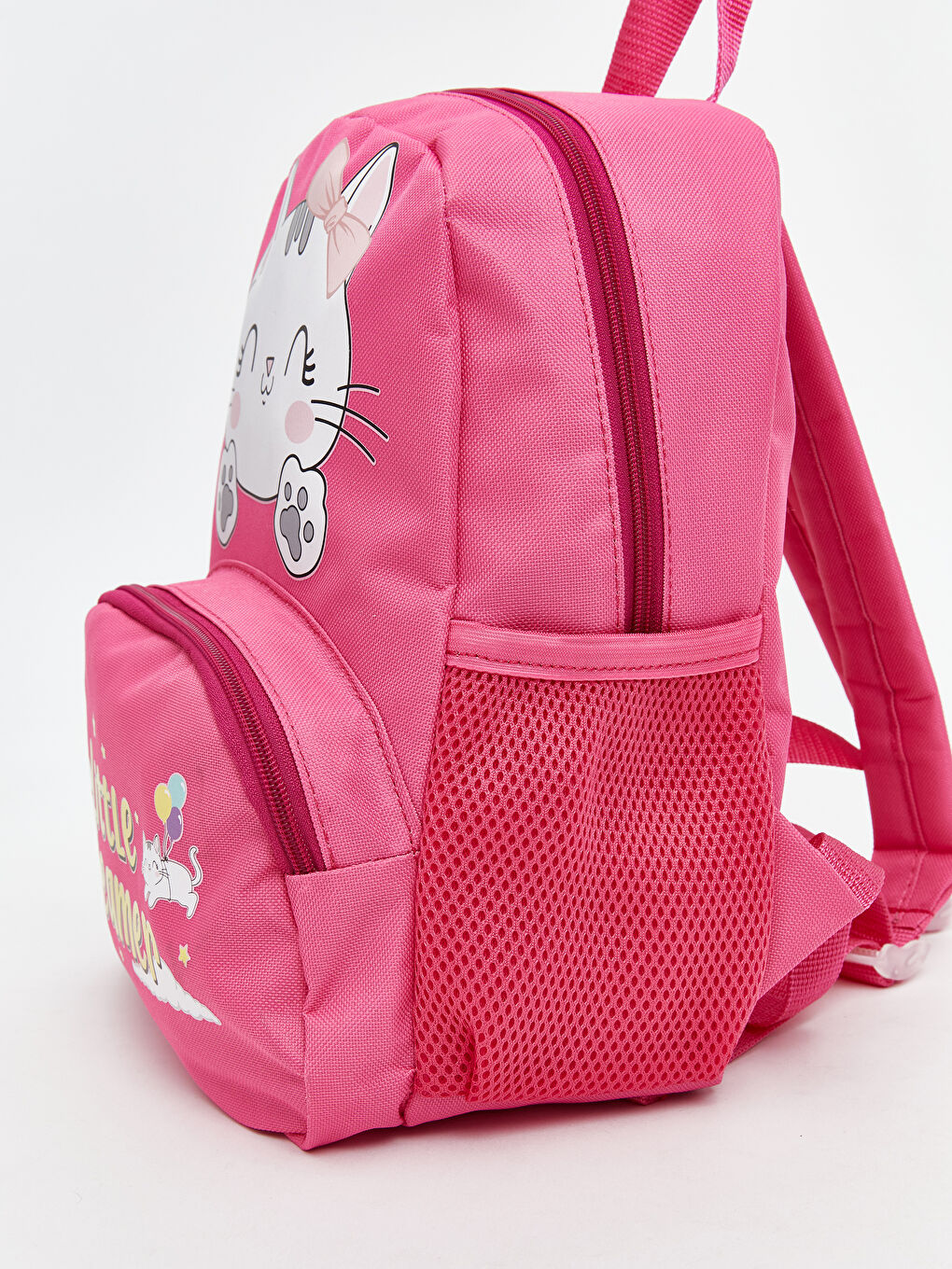 Pembe Kedi Baskılı Kız Çocuk Okul Çantası-2