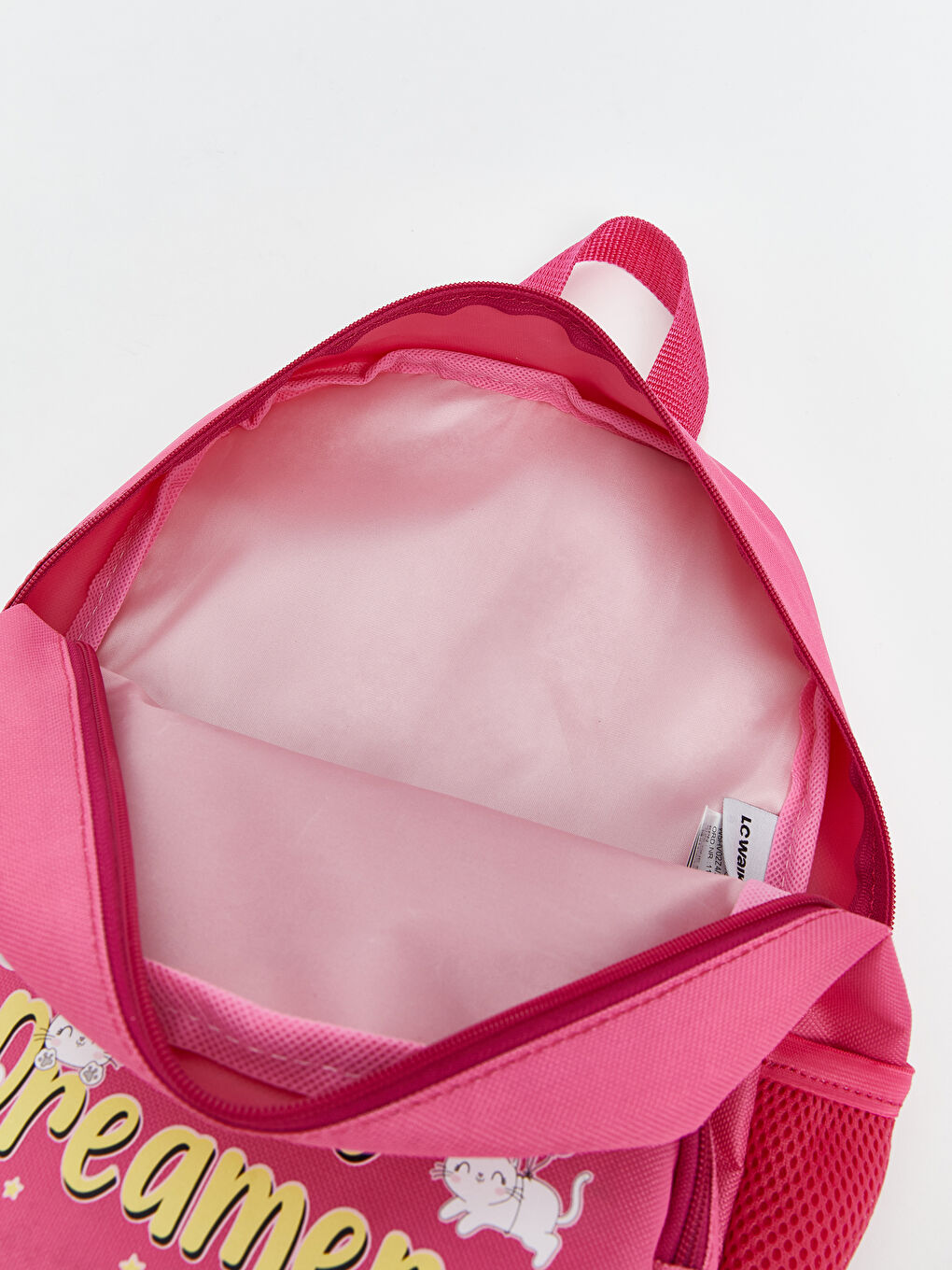Pembe Kedi Baskılı Kız Çocuk Okul Çantası-4