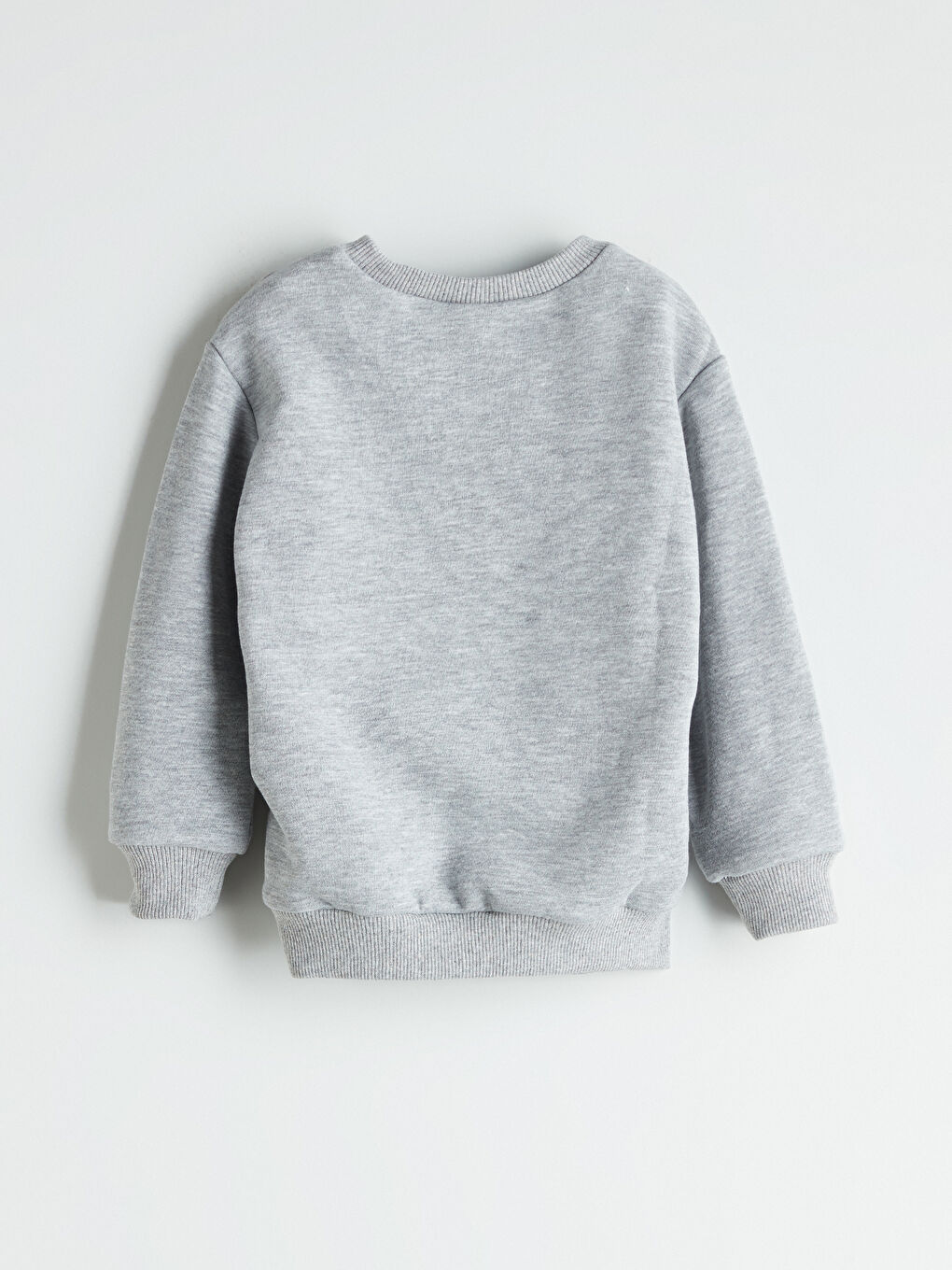 Gri Bisiklet Yaka Panda Baskılı Erkek Çocuk Sweatshirt-2