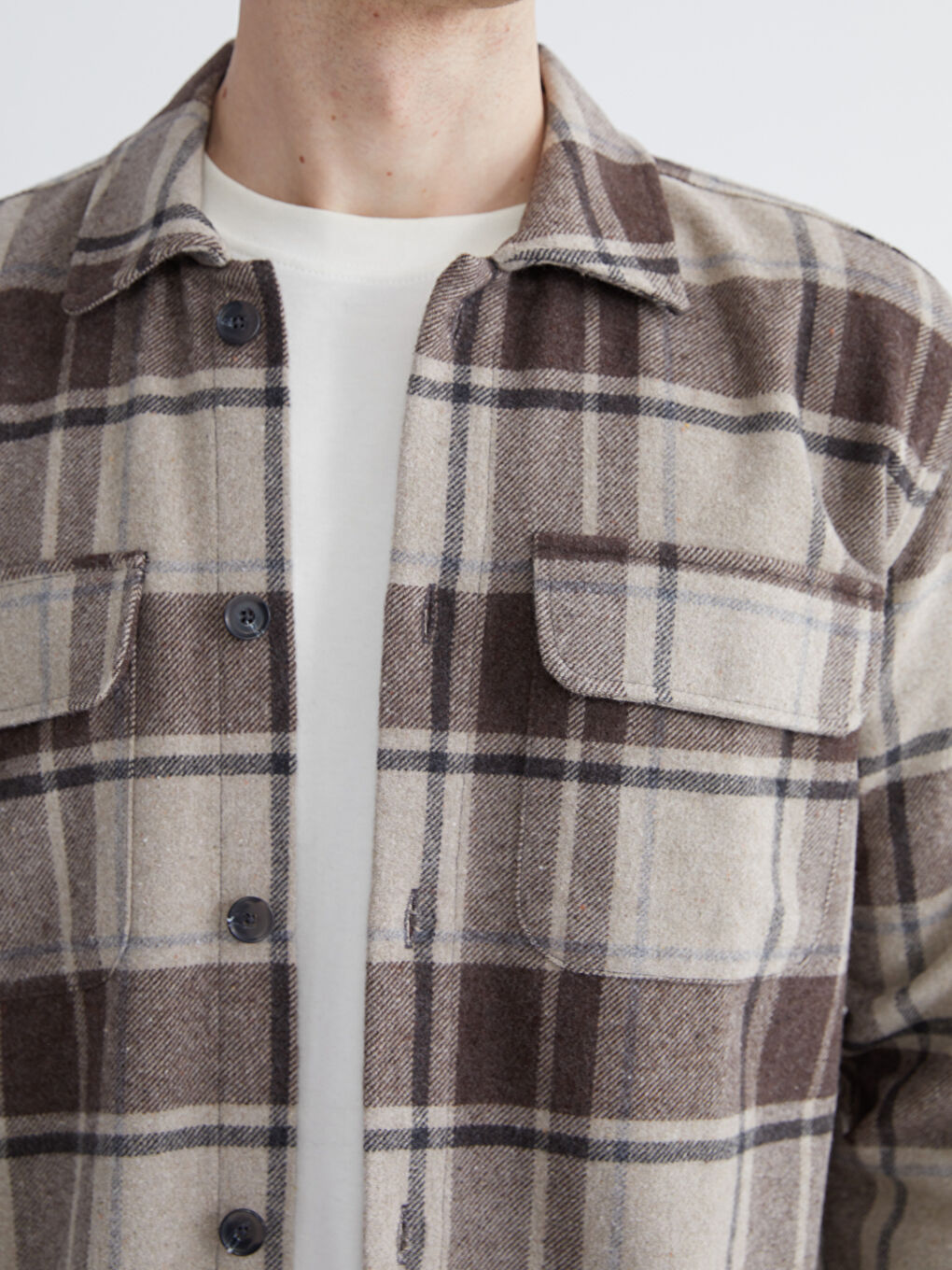 Regular Fit Long Sleeve Plaid Stamp Men Shirt Jacket-2