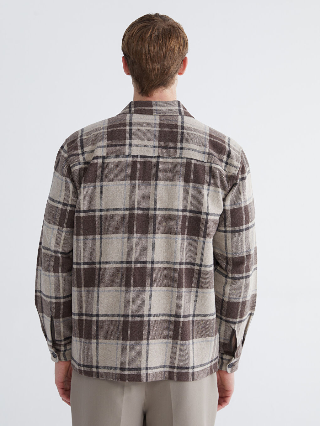 Regular Fit Long Sleeve Plaid Stamp Men Shirt Jacket-3