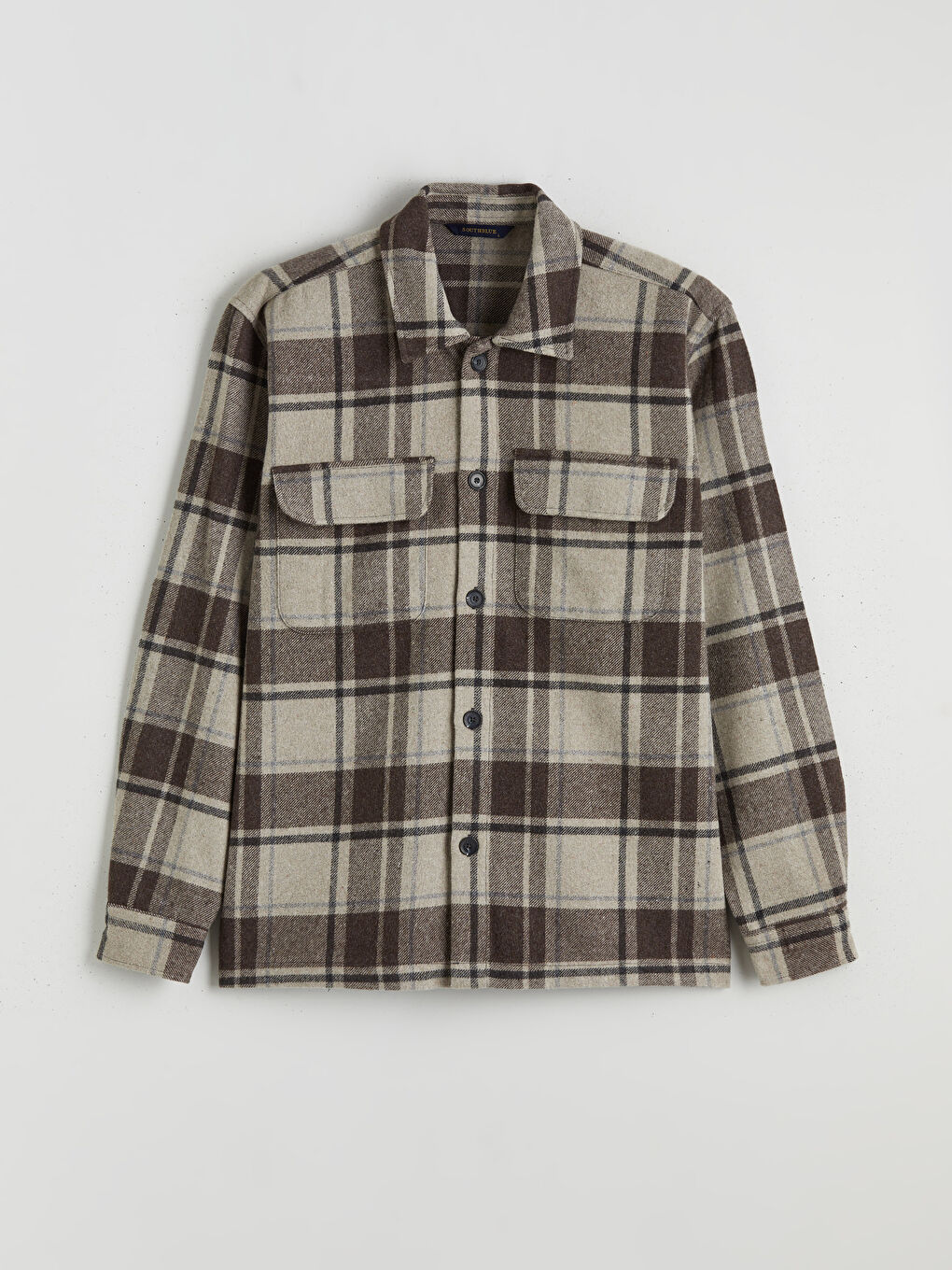 Regular Fit Long Sleeve Plaid Stamp Men Shirt Jacket-4
