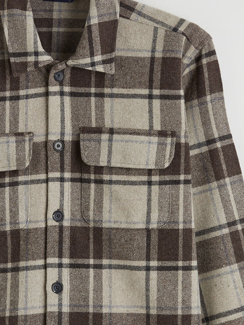 Regular Fit Long Sleeve Plaid Stamp Men Shirt Jacket-5