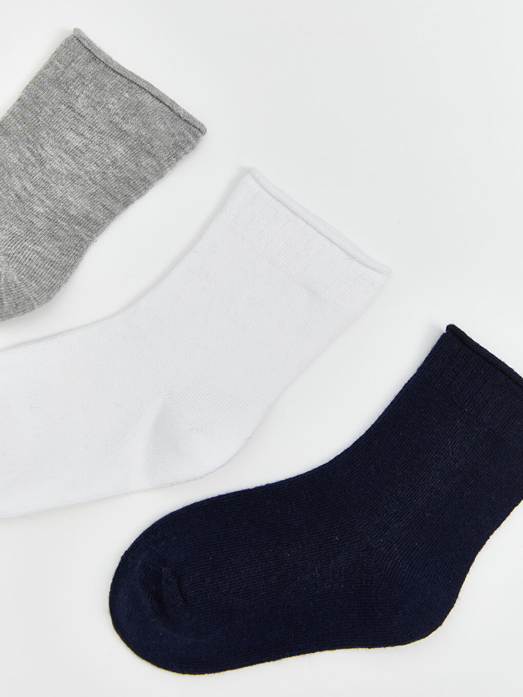 Beyaz Basic Erkek Bebek Soket Çorap 3'lü-1