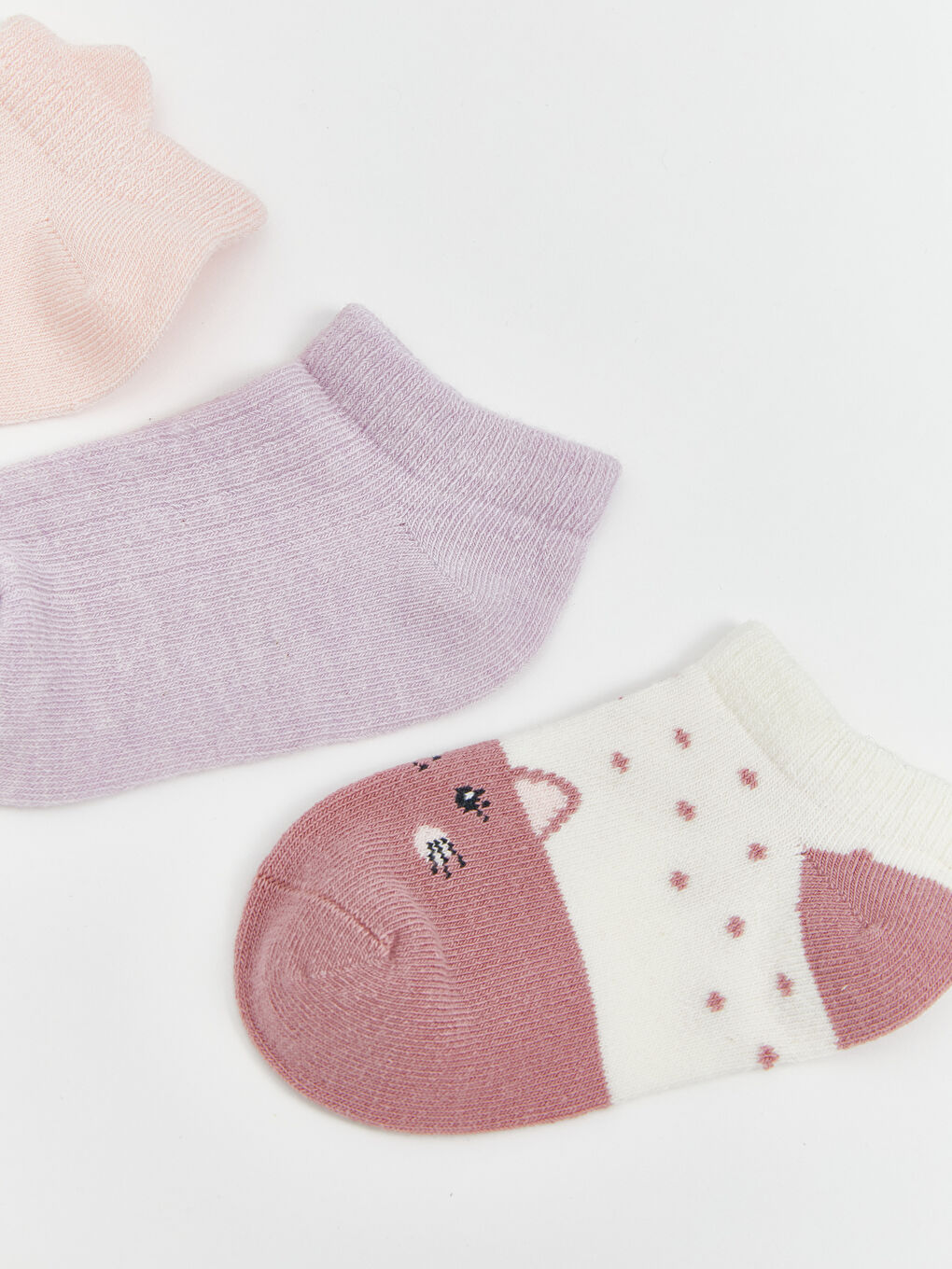 Pembe Kız Çocuk Patik Çorap 3'lü-2