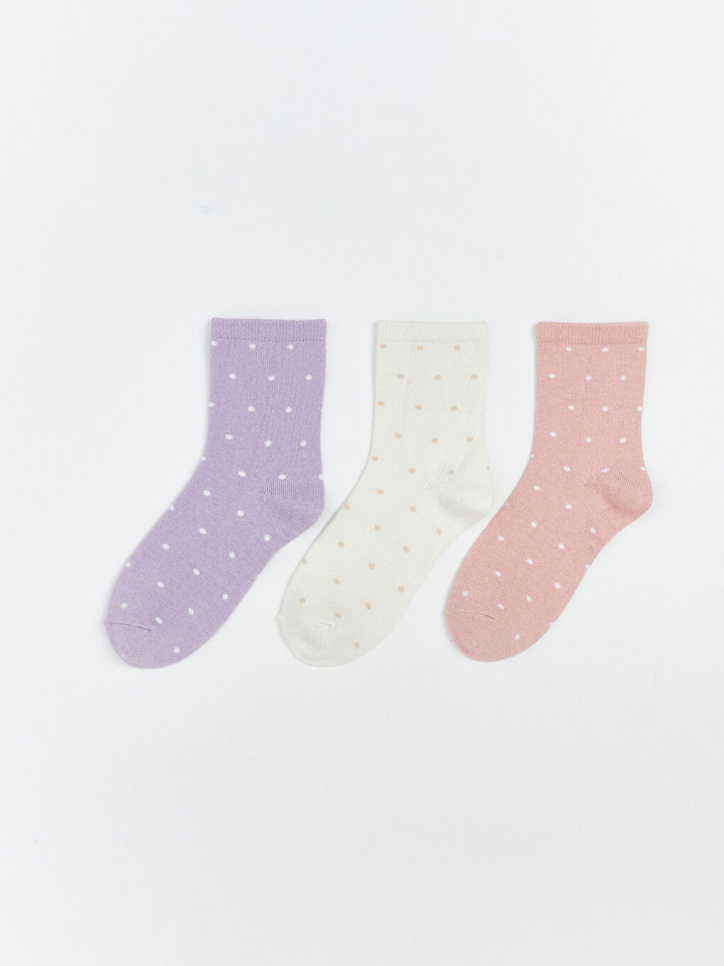 Lila Desenli Kız Çocuk Soket Çorap 3'lü